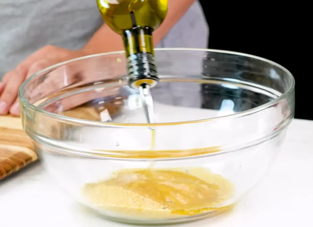 Combining Olive Oil with Lemon Juice to make Lebanese Tabbouleh Salad